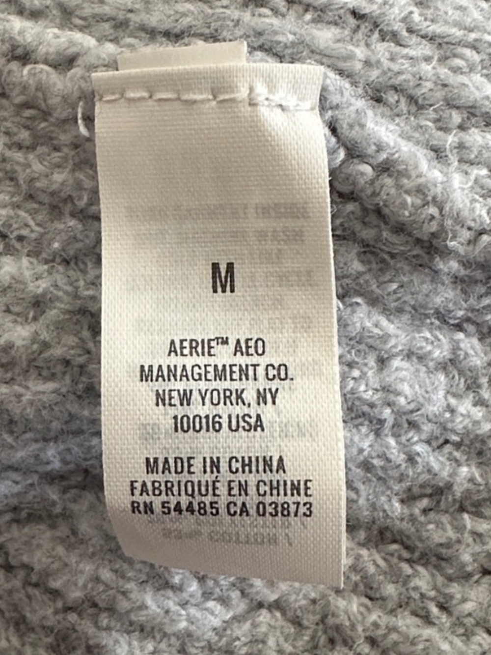 Aerie CozyUp Grey Medium waffle-knit Hooded V-neck sweater - Picture 9 of 10